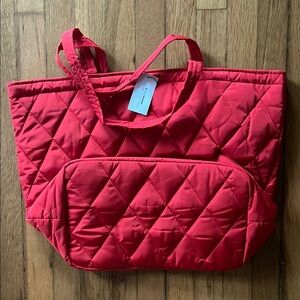 Vera Bradley Red Quilted Tote Bag with Double Handles